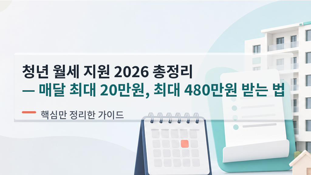 청년 월세 지원 2026 총정리 — 매달 최대 20만원, 최대 480만원 받는 법