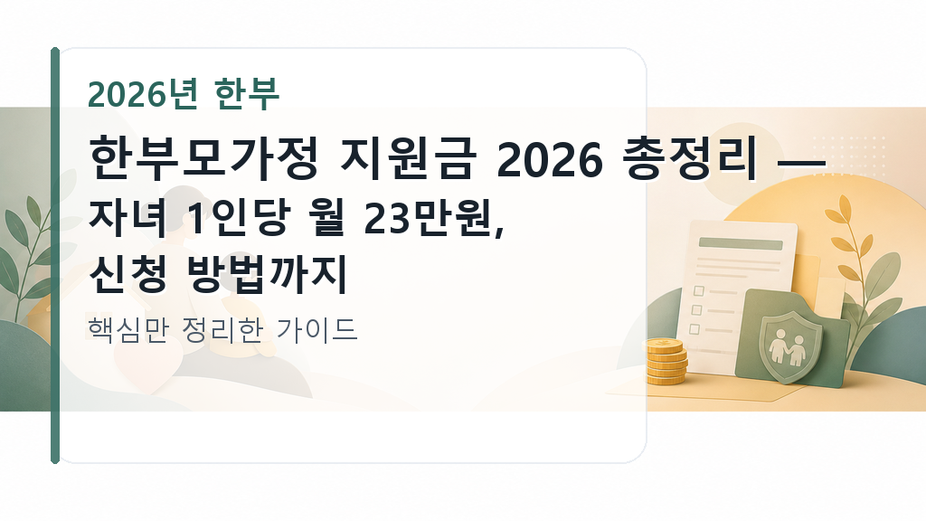 한부모가정 지원금 2026 총정리 — 자녀 1인당 월 23만원, 신청 방법까지