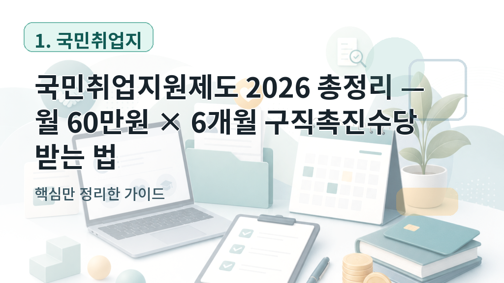 국민취업지원제도 2026 총정리 — 월 60만원 × 6개월 구직촉진수당 받는 법