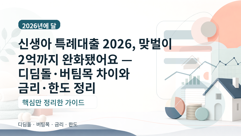 신생아 특례대출 2026, 맞벌이 2억까지 완화됐어요 — 디딤돌·버팀목 차이와 금리·한도 정리