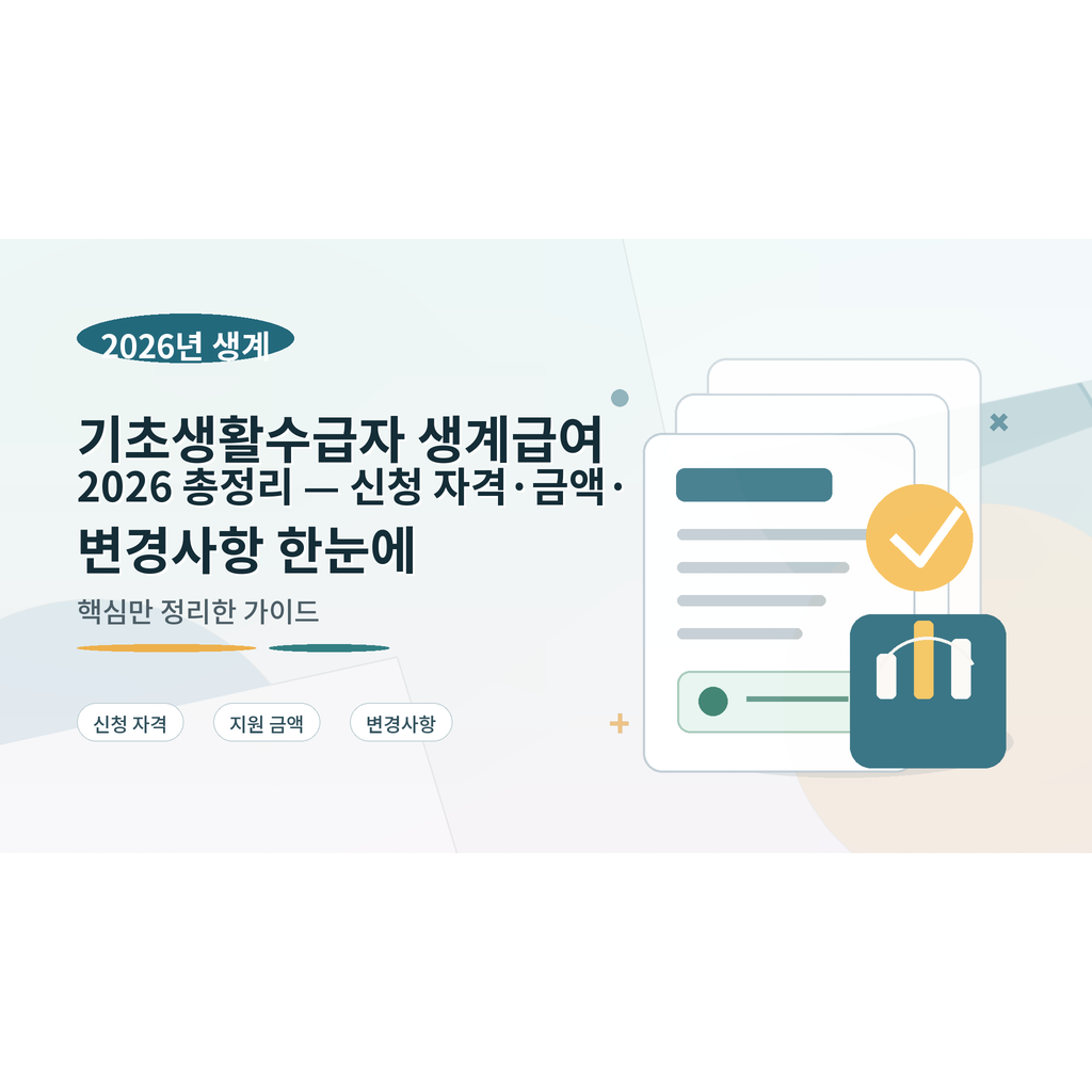 기초생활수급자 생계급여 2026 총정리 — 신청 자격·금액·변경사항 한눈에