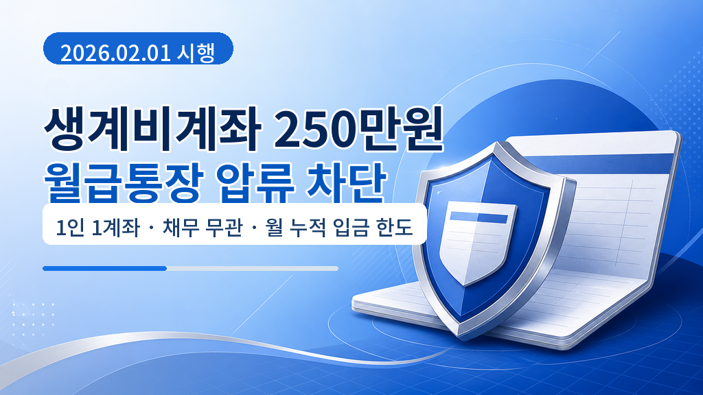 생계비계좌 250만원 월 생활비 압류방지 핵심 안내