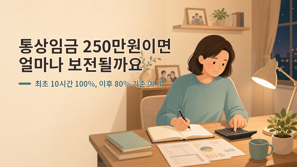 통상임금 250만원 근로자의 육아기 근로시간 단축 급여 계산 예시